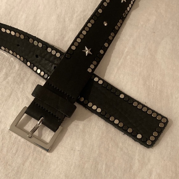 Zadig & Voltaire Women’s Black Studded Leather Belt 40.5” end to end 85 - Picture 1 of 5